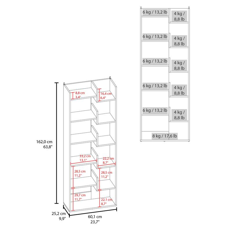 GDFStudio - Madison Clover 6-Tier Freestanding Bookcase - 67" Tall