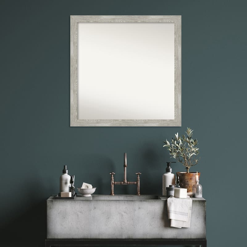 Dove Greywash Narrow Framed Non-Beveled Custom Wall Mirror, Bathroom Vanity Mirror