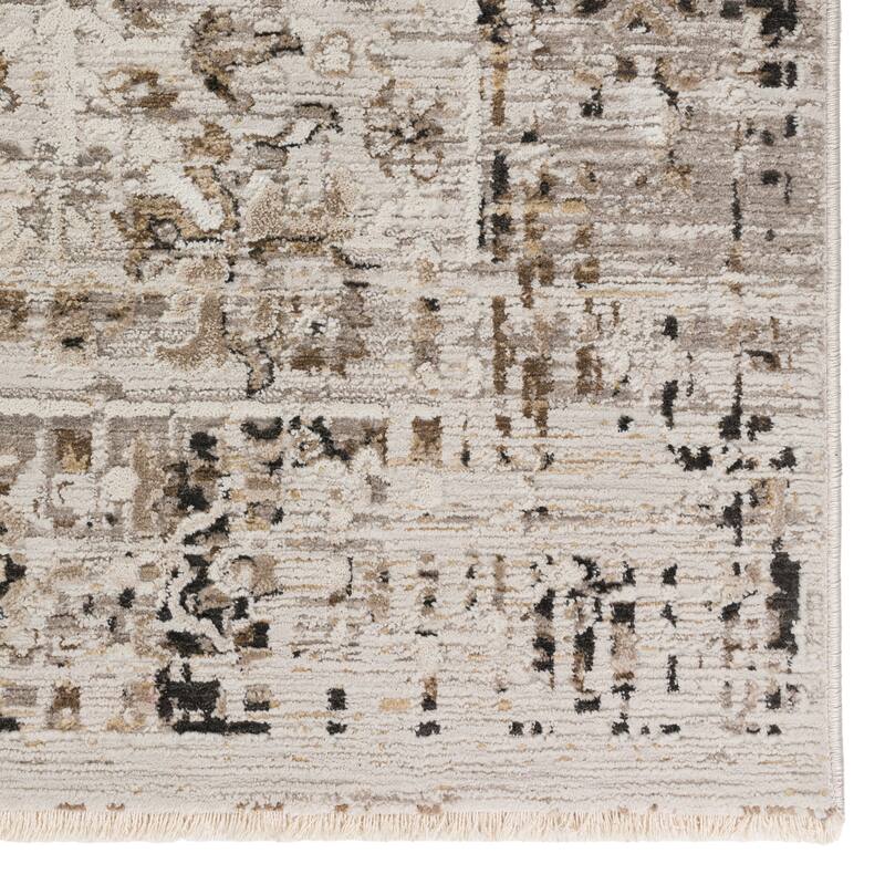 Nelson Vintage Distressed Medallion Gray Machine Made Rug