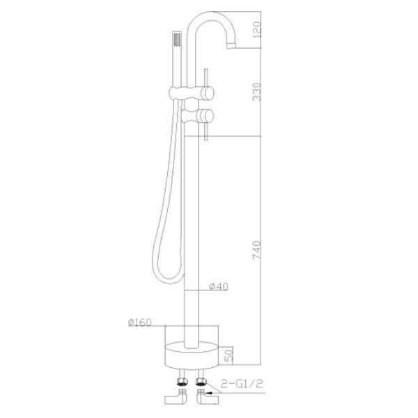 Double Handle Floor Mounted Freestanding Tub Filler Trim