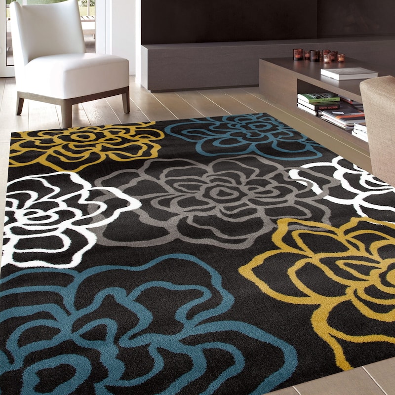 World Rug Gallery Contemporary Modern Floral Flowers Area Rug