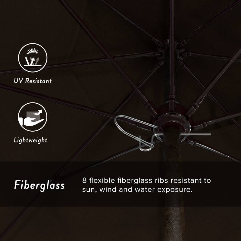 California Umbrella 9' Rd. Aluminum Frame, Fiberglass Rib Patio Umbrella with Sunbrella Fabric, Base Not Included