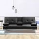 preview thumbnail 1 of 6, Futon Sofa Bed with Armrest two holders Black