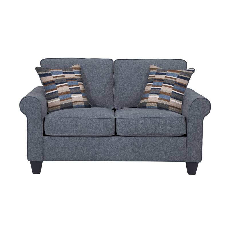 American Furniture Classics Model 8-020-A330V22 Eureka Rolled Arm Loveseat with Two Pillows