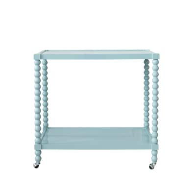 Rubberwood 2-Tier Bar Cart on Wheels