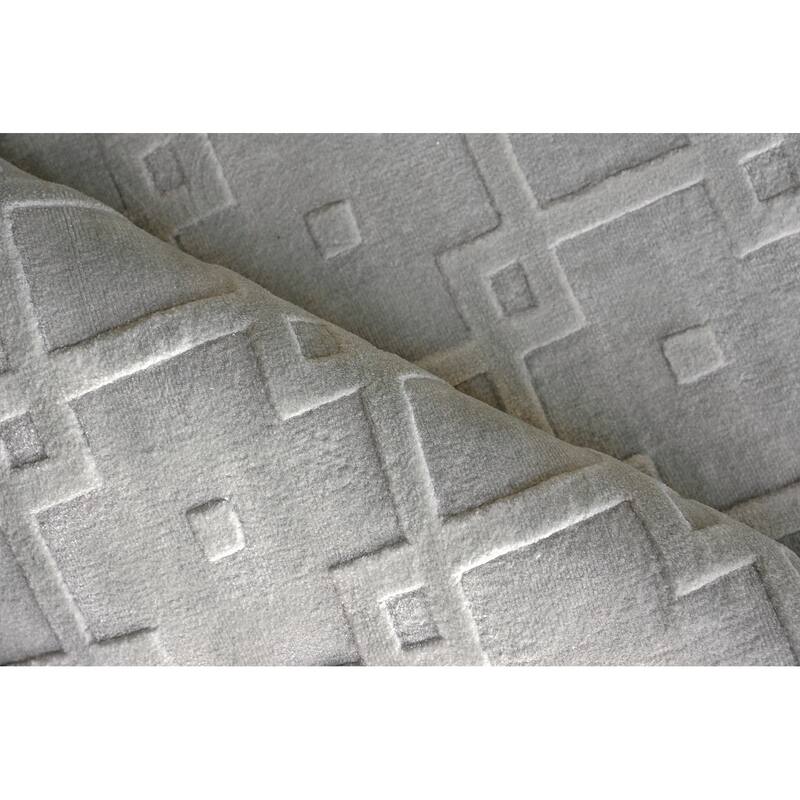 Exquisite Rugs Camora Modern Handmade Handloomed Silky Nylon Light Silver Area Rug