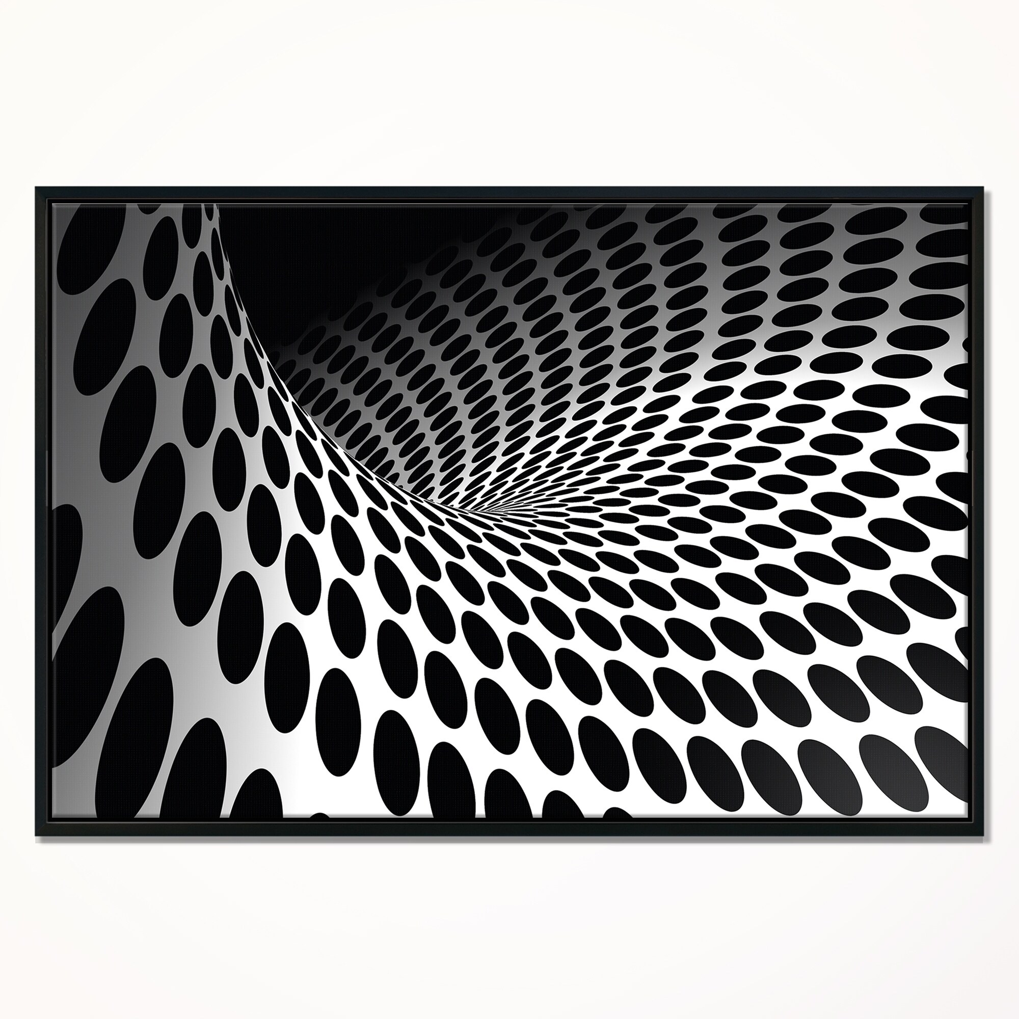 Shop Designart Waves And Circles Black N White Abstract Framed