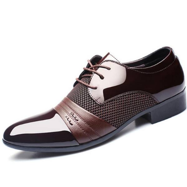 Men Dress Shoes Business Flat Shoes Black Brown Breathable Low Men Office Shoes - Overstock 31156402