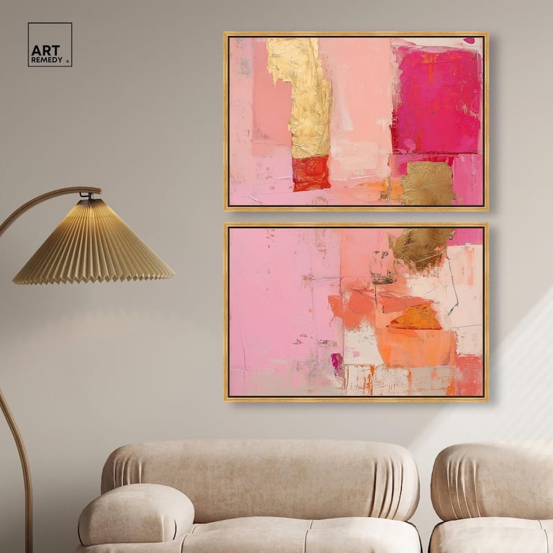 Petal Patchwork I Canvas Set of 2 by Art Remedy