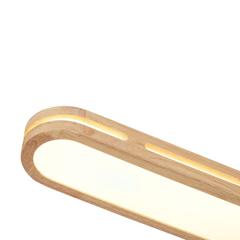 Modern Cottage Dimmable LED Oval Oak Wood Flush Mount Light - 37.4 Inches