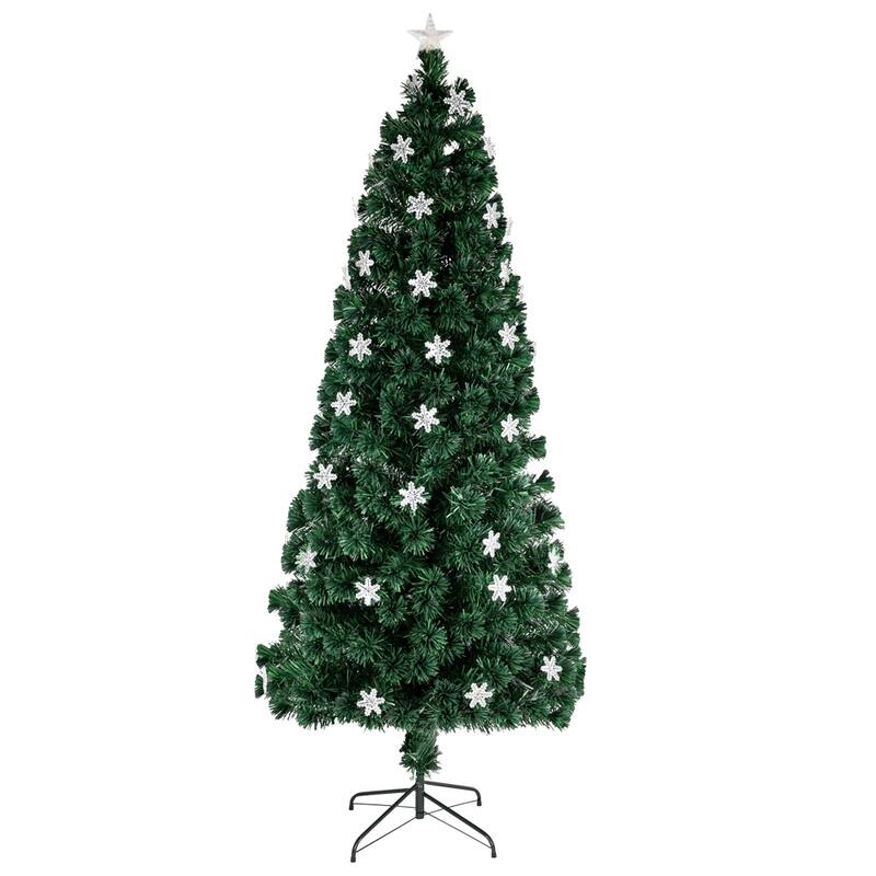 6FT Artificial Christmas Tree 7 Color Flash LED Lights & Metal Stand