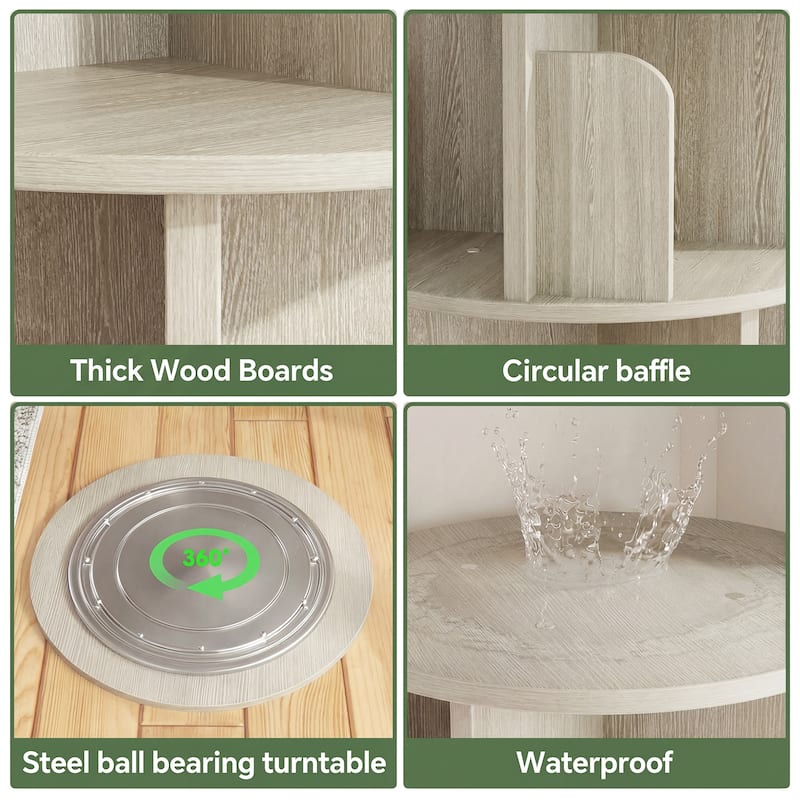 4/5/6 Tiers Round Rotating Bookcase, Revolving Floor Standing Bookshelf Corner Organizer Display