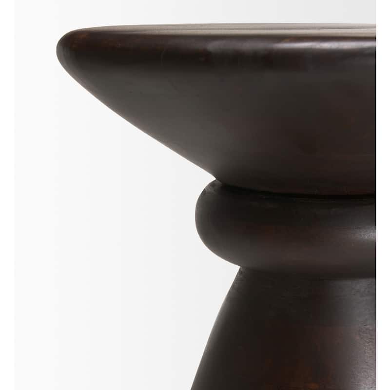 Palmera Dark Brown Wood Pedestal Side Table