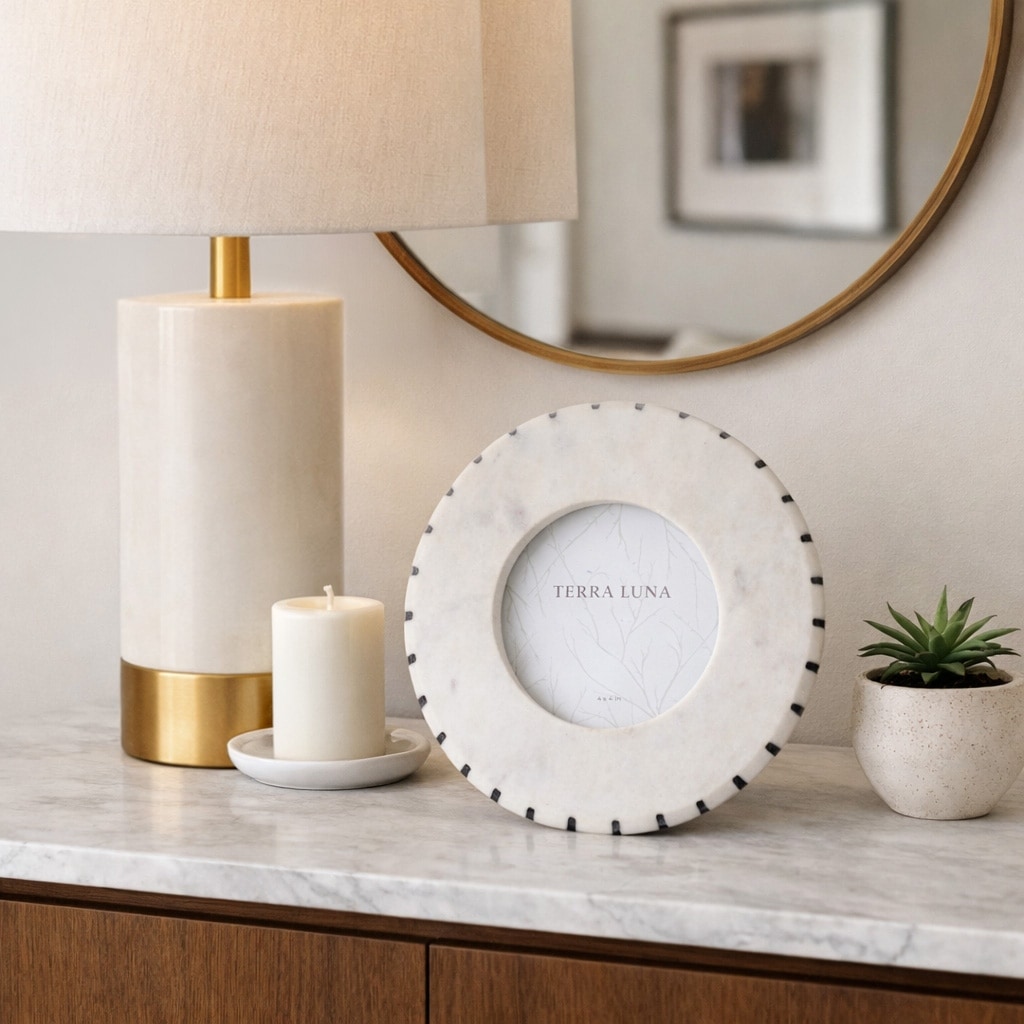 Stylish Round Marble Picture Frame