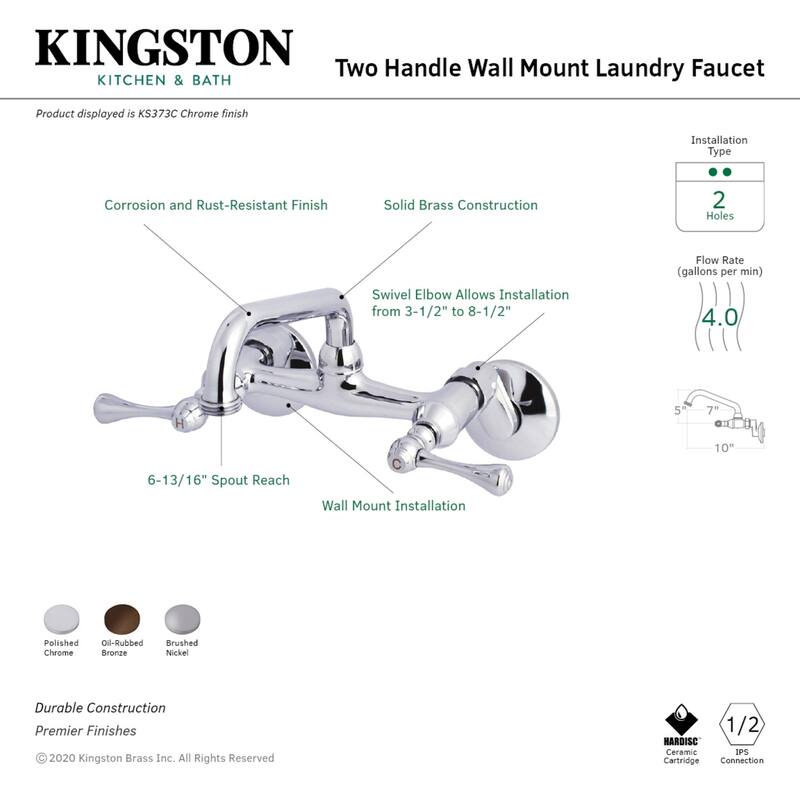 Kingston Brass 2-Handle Wall Mount Laundry Faucet
