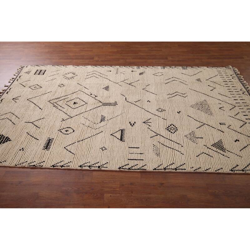 Abstract Moroccan Oriental Area Rug Handmade Wool Carpet - 4'11"x 8'7"