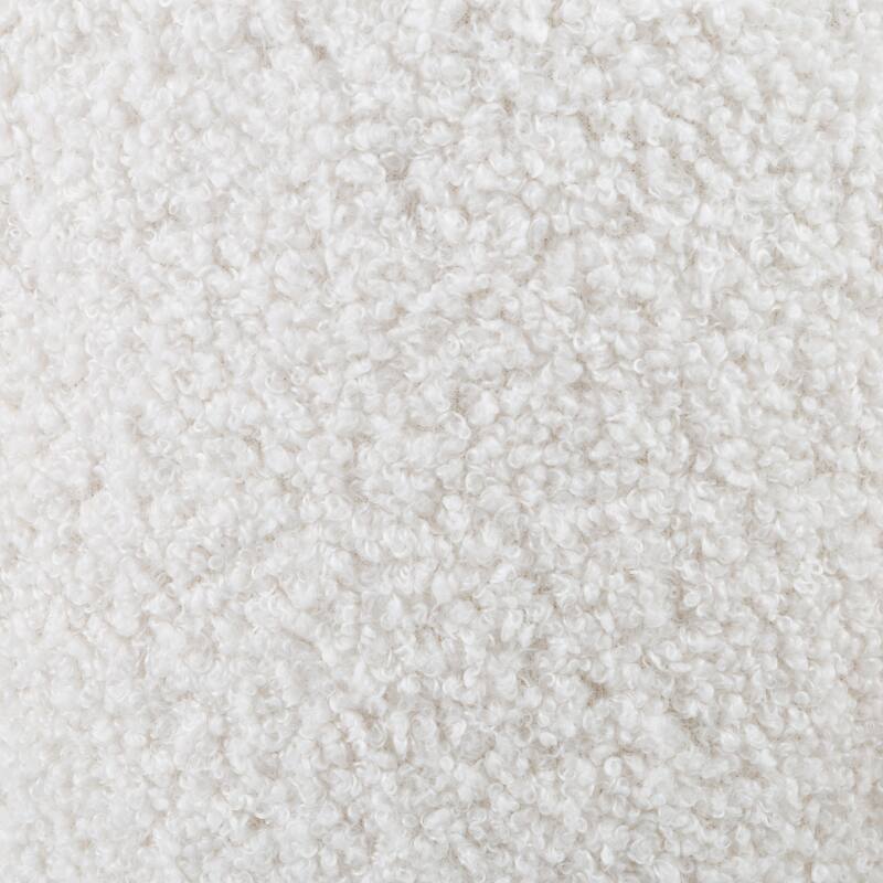 Storage Ottoman - Round Sherpa Footrest or Storage Organizer with Removable Top by Lavish Home (White)