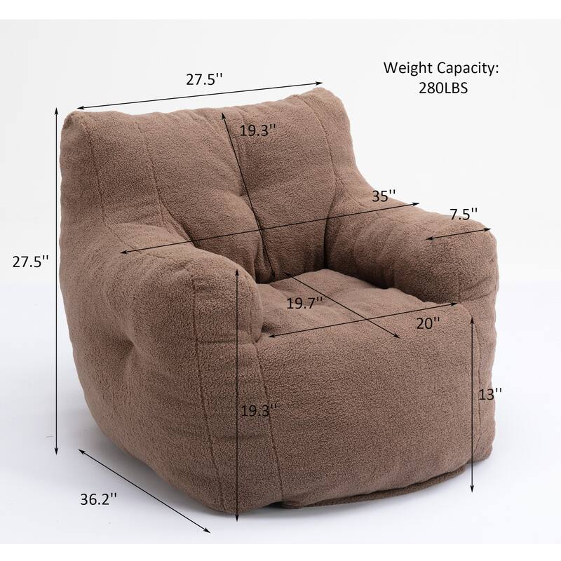 Mieres Faux Fur Fabric Bean Bag Chair, Floor Sofa For Living Room, Bedroom Lazy Sofa