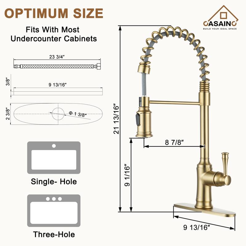 Single Handle 21 in. Pull Down Sprayer Kitchen Faucet