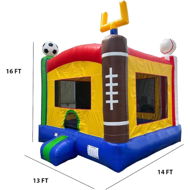 HeroKiddo 13' x 13' Sports Commercial Grade Inflatable Bounce House for Kids & Adults with Air Blower, LightWeight, Outdoor Fun
