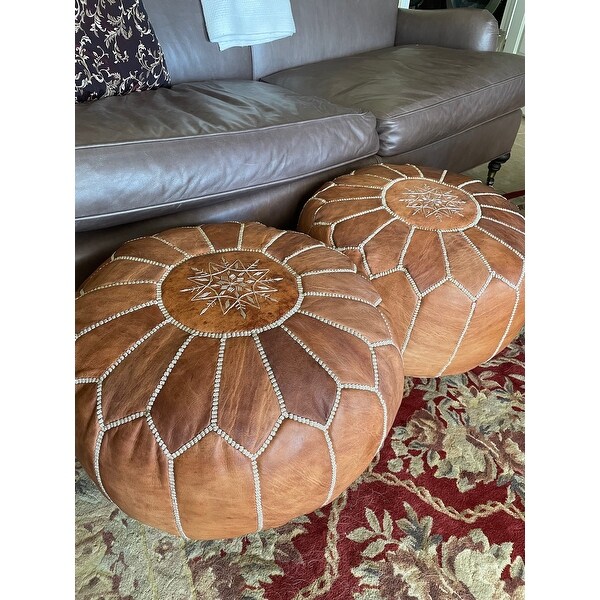 Moroccan Leather Ottoman Pouf Footstool Coffee Table Due 20 July On Back Order 