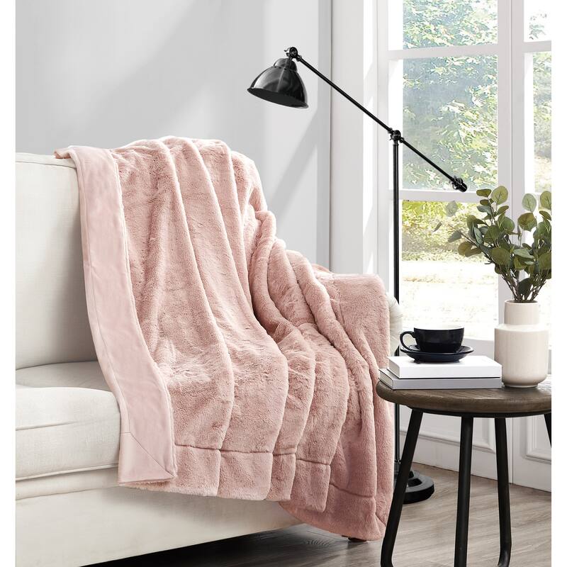 Vince Camuto Super Soft Faux Rabbit Fur 60x70 Throw in Gift Box