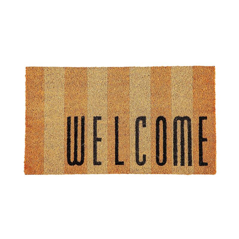 28 in. x 16 in. Welcome Striped Coir Mat