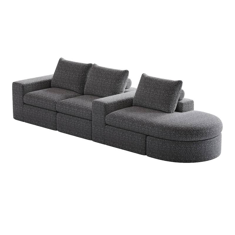 99-Inch Chenille Cloud Curved Sectional Sofa with Chaise, L-Shaped Modern Boneless Couch with Deep Seats,Sectional Sofa