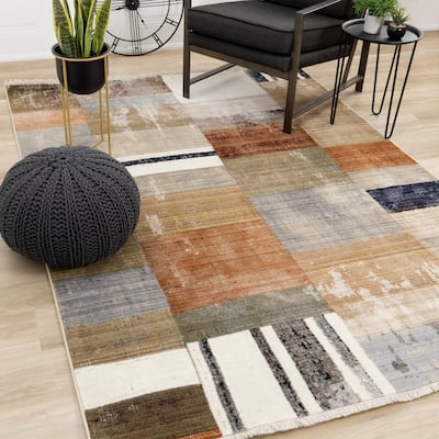 Sydney Collection - Warm Toned Patchwork Design Rug