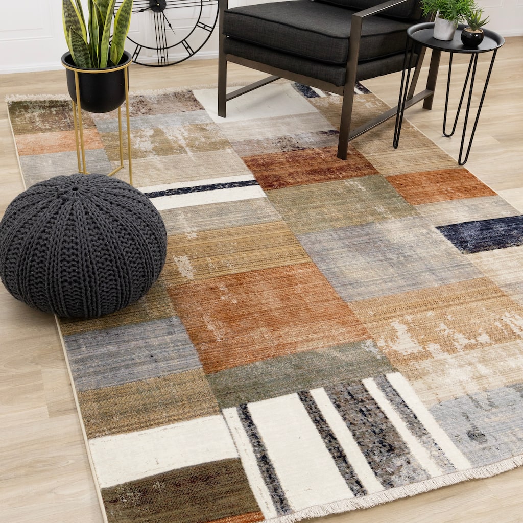 Sydney Collection - Warm Toned Patchwork Design Rug