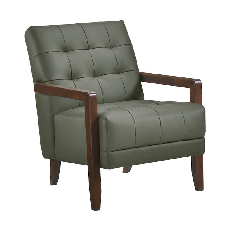 Leland Leather Match Accent Chair - Green
