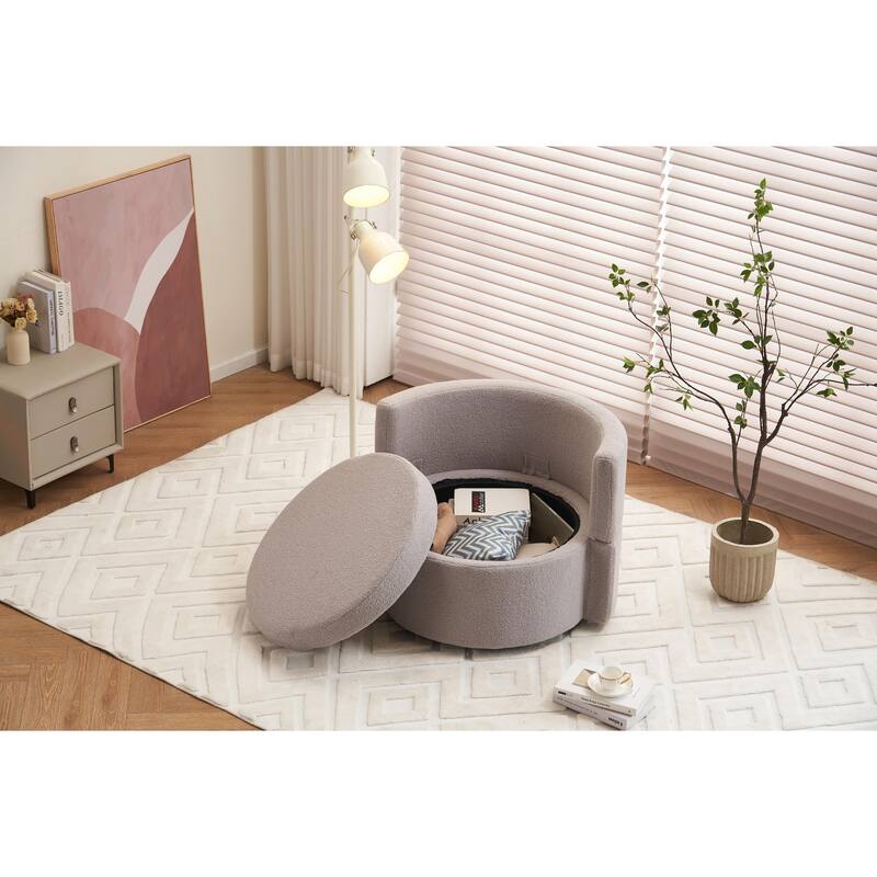 360° Swivel Chair with Storage and Throw Pillows