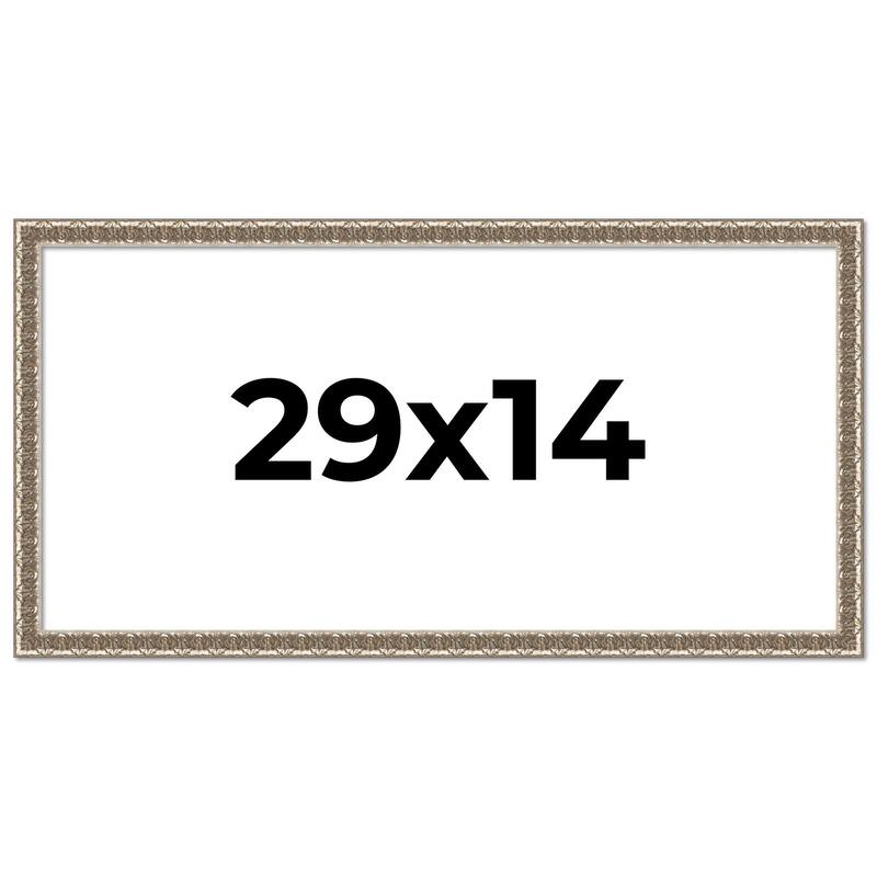 29x14 Frame Silver Versailles Ornate Solid Wood Picture Frame | 1 Inch