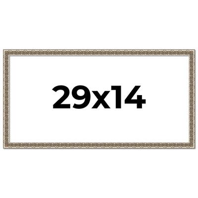 29x14 Frame Silver Versailles Ornate Solid Wood Picture Frame | 1 Inch