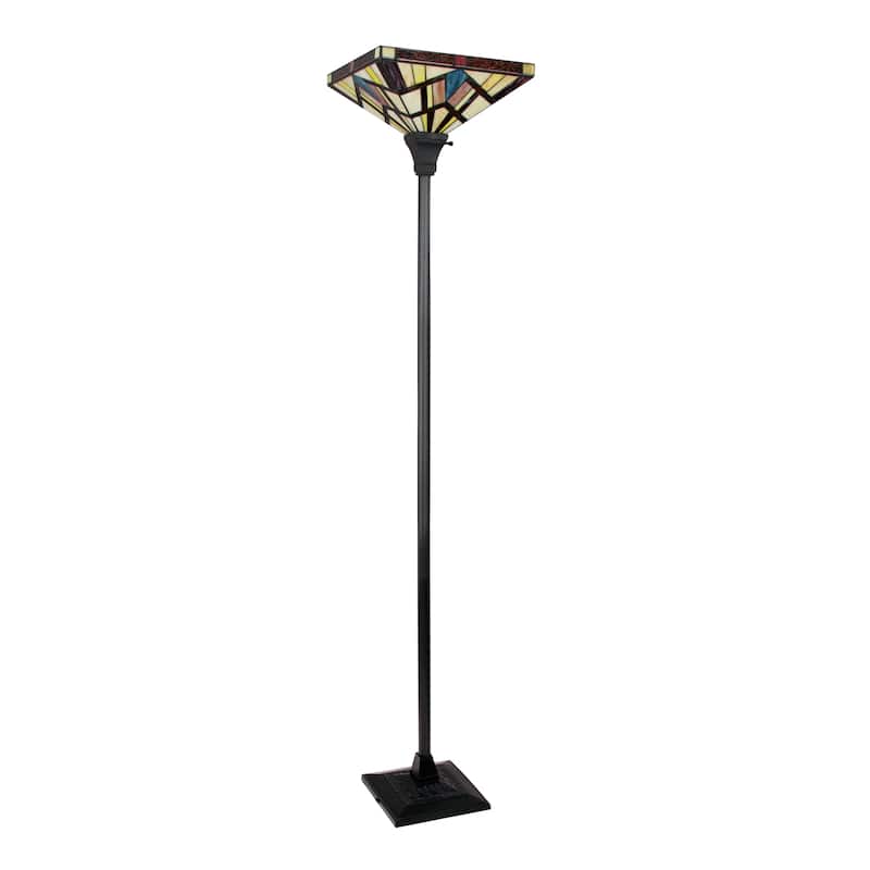 Tiffany-Style Mission Design 1-light Dark Bronze Floor Lamp