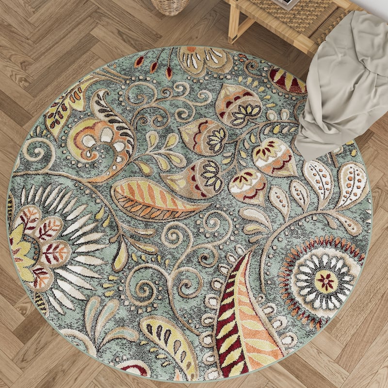 Caprice Mid-Century Modern Floral Indoor Area Rug