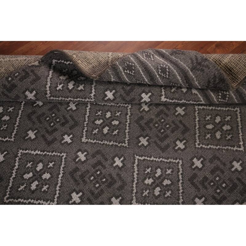 Geometric Trellis Moroccan Oriental Area Rug Hand-Knotted Wool Carpet - 5'1" x 7'11"