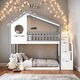 preview thumbnail 2 of 18, Stairway Twin-Over-Twin Bunk Bed, Playhouse Inspired, Storage and Guard Rail, Maximized storage space, Grey Bed +White Stair