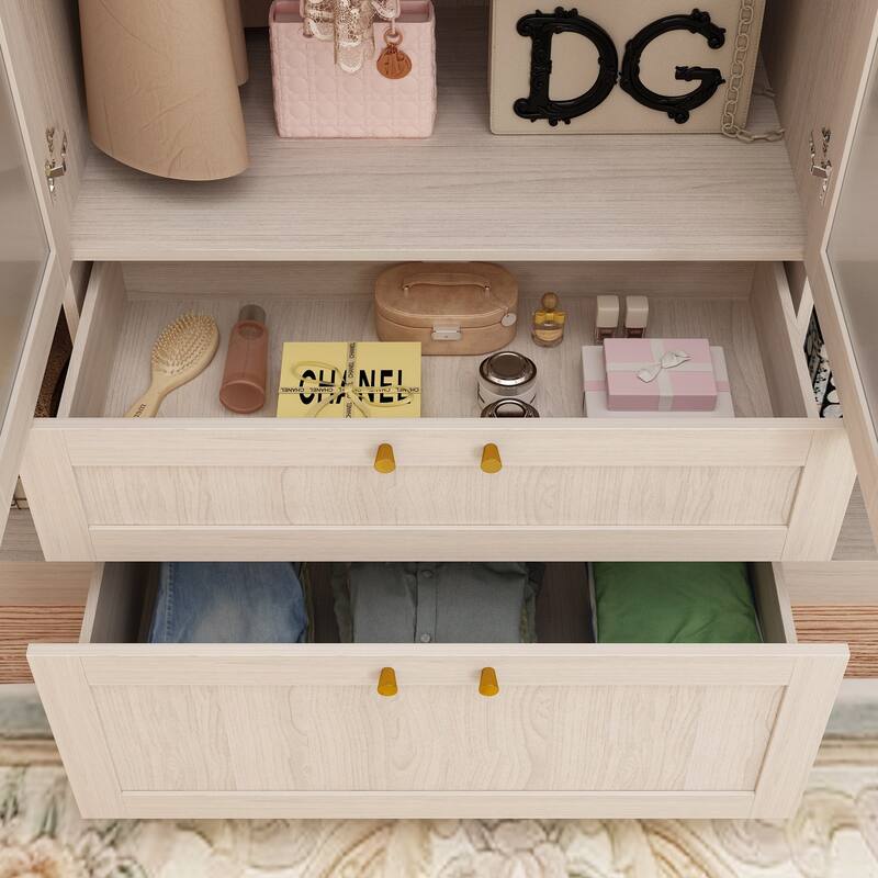 Modular Modern Glass Door Wardrobe:Storage Closet Solution Armoire