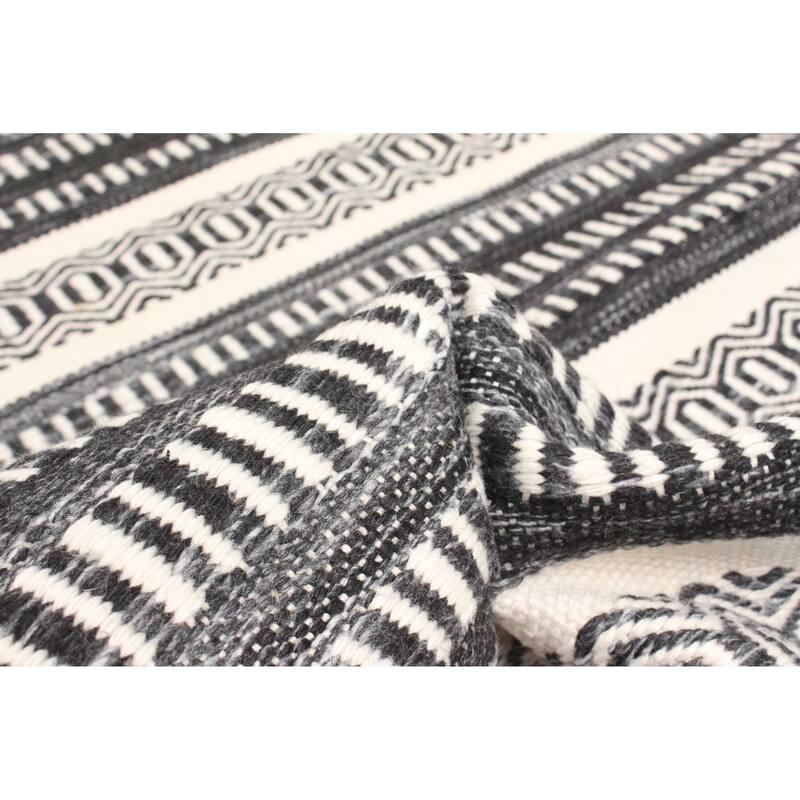 ECARPETGALLERY Flat-Weave Ankara FW Charcoal Wool Kilim - 5'2 x 7'7