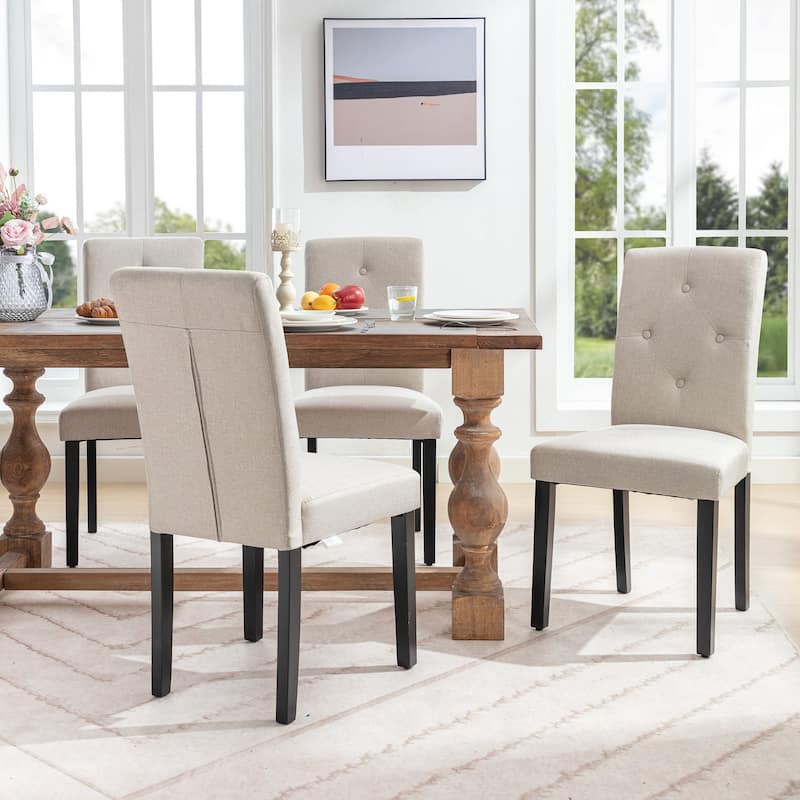 Javlergo Upholstered Dining Chairs Set of 4, Fabric or Faux Leather Dining Room Chair with Metal Legs