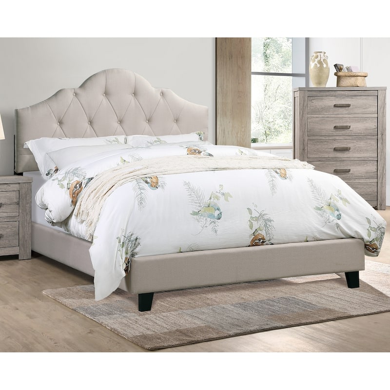 Contemporary 1pc Full Size Bed Adjustable HB Light Brown Polyfiber Tufted Upholstered Wooden Bedframe Bedroom Furniture - Light Brown