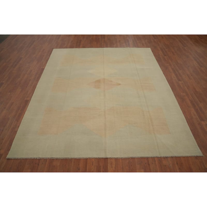 Hand Woven Oriental 100% Wool Carpet Southwestern Tribal Oranges & Rust Kilim Area Rug - 9' 9'' X 8' 3''