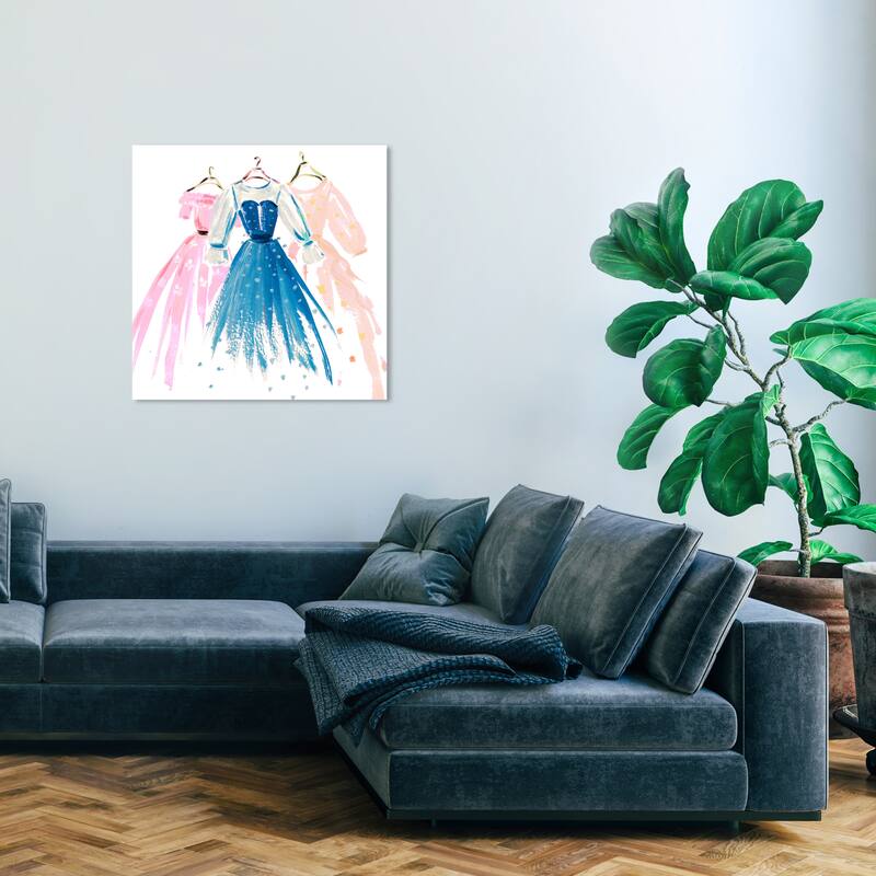 Wynwood Studio Canvas Fashion and Glam Three Dresses Blue and Glam Wall Art Canvas Print - 30 x 30