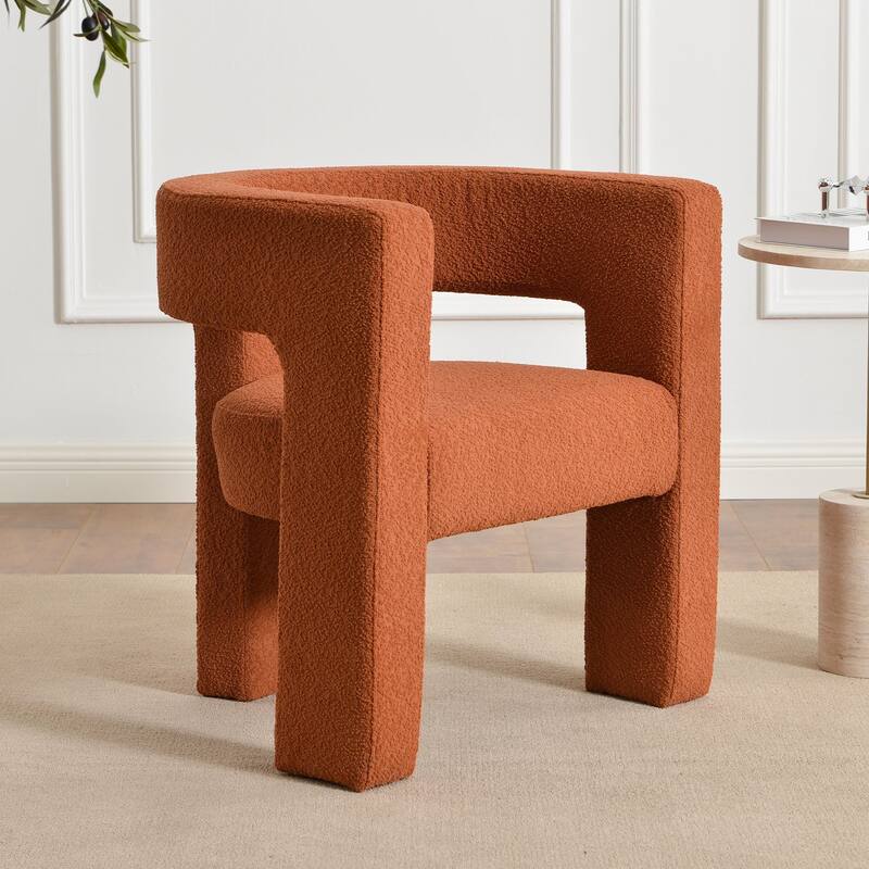 KINWELL 28" Wide Boucle Upholstered Square Armchair