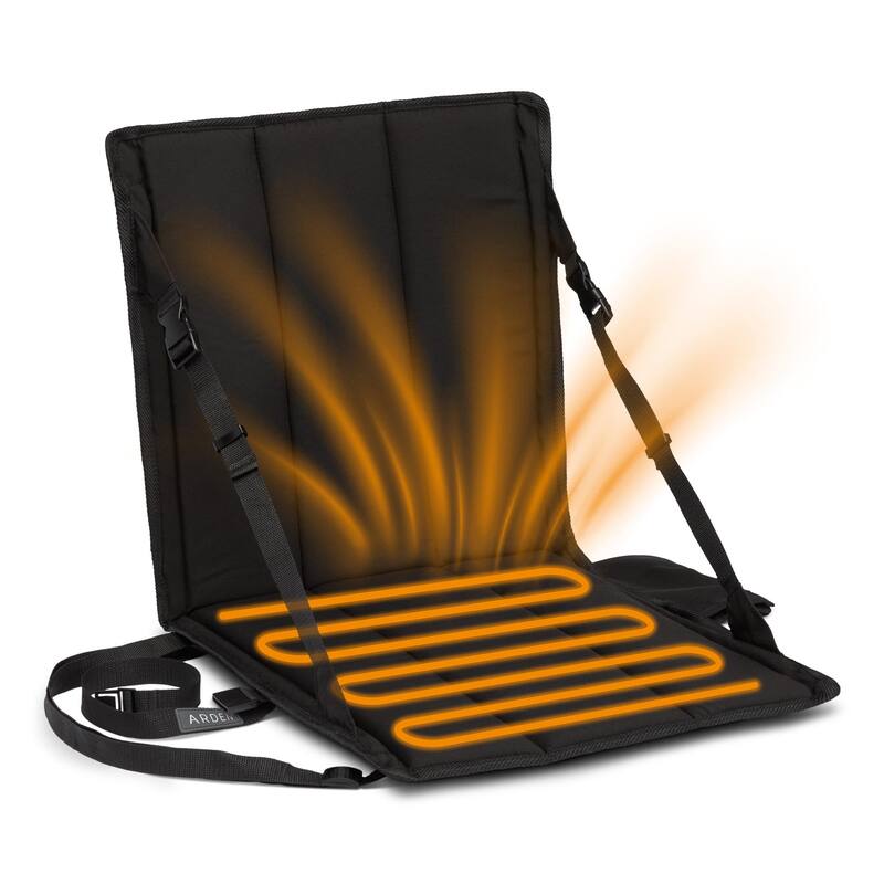 ARDEN Heated Stadium Seat, Foldable, Lightweight With Carrying Strap - Black/Black