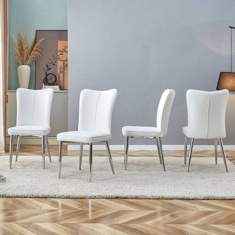 Modern PU Leather Minimalist Dining Chairs Set of 4