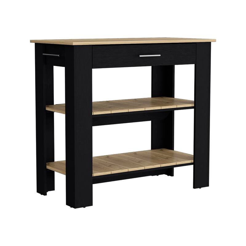 Kitchen Island 40 Inches Dozza,Storage Island with Two Shelves