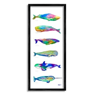 Stupell Bold Kaleidoscopic Whale Narwhal Types Sea Life Chart Framed ...