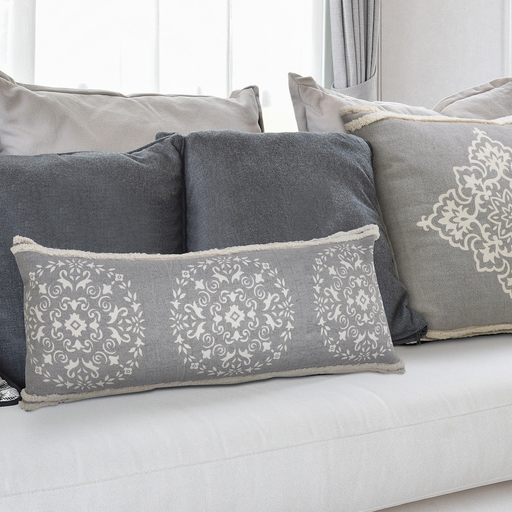 Sevita Casual Mandala Medallion Lumbar Pillow with Tufted Border